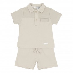 Blues Baby SS26 Boys Beige Polo Shirt and Short Set BB3071 Blues Baby SS26 Boys Beige Polo Shirt and Short Set BB3071