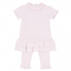 Blues Baby SS26 Girls Pink Frill Dress and Leggings Set BB3058