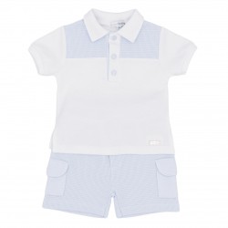 Blues Baby SS26 Boys Blue Polo Shirt and Short Set BB3040 Blues Baby SS26 Boys Blue Polo Shirt and Short Set BB3040