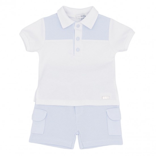 Blues Baby SS26 Boys Blue Polo Shirt and Short Set BB3040 Blues Baby SS26 Boys Blue Polo Shirt and Short Set BB3040