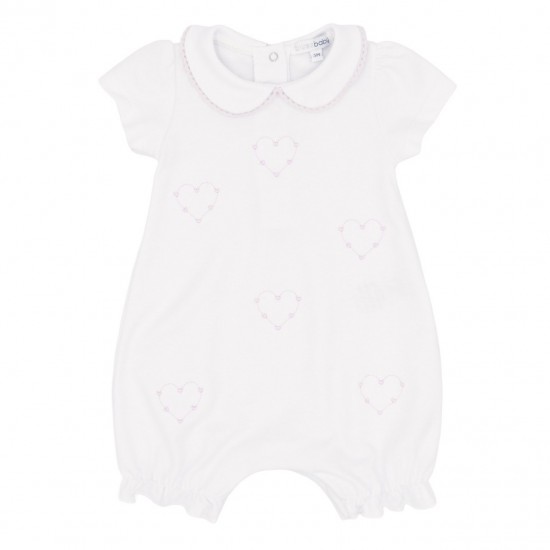 Blues Baby SS26 Girls White Shortie With Heart Embroidery BB2286W Blues Baby SS26 Girls White Shortie With Heart Embroidery BB2286W