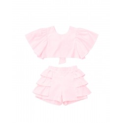 Caramelo Kids SS26 Pink Neutrals Frill Short Set 035334