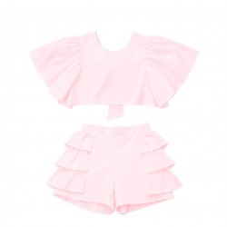 Caramelo Kids SS26 Pink Neutrals Frill Short Set 035334