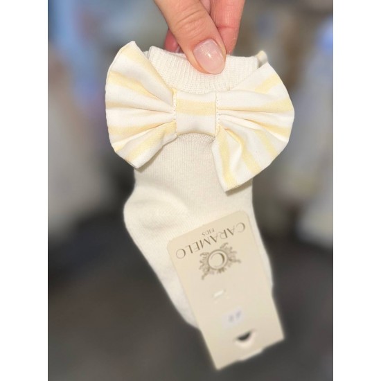 Caramelo Kids Lemon Ankle socks with Striped Bow 04423 Caramelo Kids Lemon Ankle socks with Striped Bow 04423