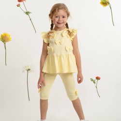 Caramelo Kids SS26 Lemon Two Piece Bow Legging Set 0398239
