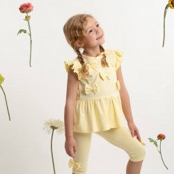 Caramelo Kids SS26 Lemon Two Piece Bow Legging Set 0398239