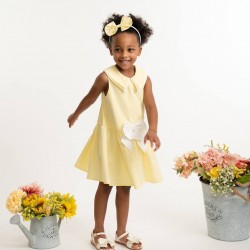 Caramelo Kids SS26 Lemon Woven Sailor Dress 0321251