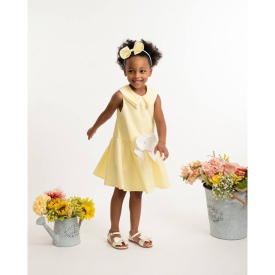 Caramelo Kids SS26 Lemon Woven Sailor Dress 0321251