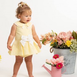 Caramelo Kids SS26 Lemon Frill Waist Woven Romper 0315253