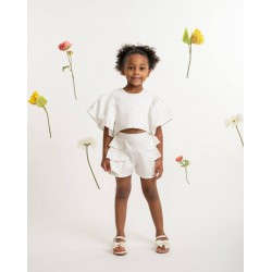 Caramelo Kids SS26 White Neutrals Frill Short Set 035334