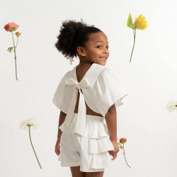 Caramelo Kids SS26 White Neutrals Frill Short Set 035334 Caramelo Kids SS26 White Neutrals Frill Short Set 035334