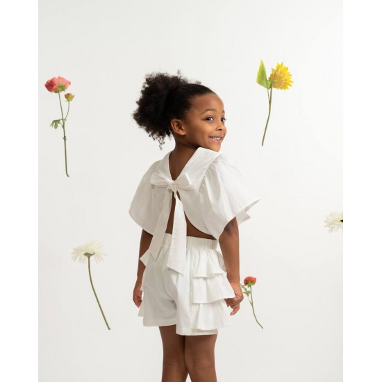 Caramelo Kids SS26 White Neutrals Frill Short Set 035334