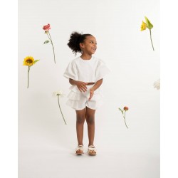 Caramelo Kids SS26 White Neutrals Frill Short Set 035334