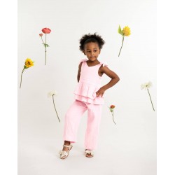 Caramelo Kids SS26 Pink Neutrals Drop Top Trouser Set 038902