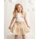 Caramelo Kids SS26 Gold Occasion Bow Skirt Set 0122185 Caramelo Kids SS26 Gold Occasion Bow Skirt Set 0122185