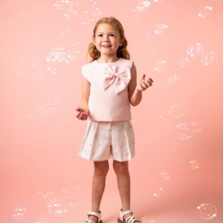Caramelo Kids SS26 Pink Occasion Bow Top Short Set 0190183