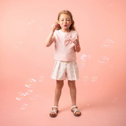 Caramelo Kids SS26 Pink Occasion Bow Top Short Set 0190183 Caramelo Kids SS26 Pink Occasion Bow Top Short Set 0190183