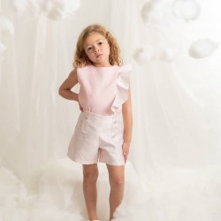 Caramelo Kids SS26 Pink Occasion Frill Top Short Set 0190182