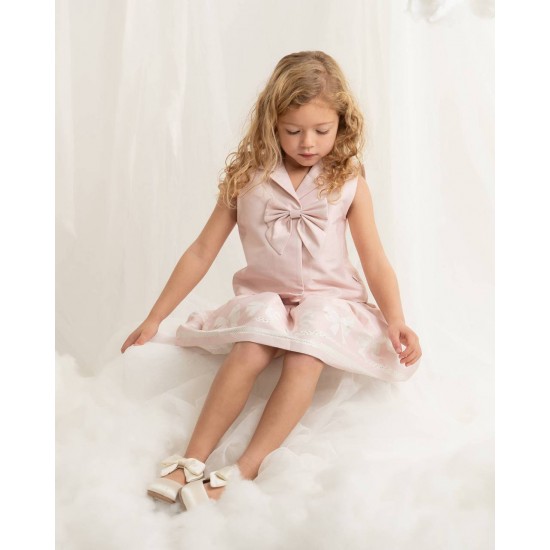Caramelo Kids SS26 Pink Occasion Bow Top Skirt Set 0122181