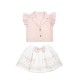 Caramelo Kids SS26 Pink Ruffle Top and Bow Detail Skirt Set 0122179