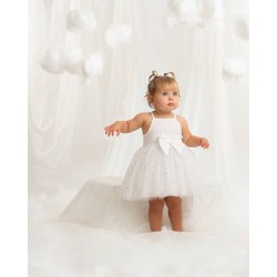 Caramelo Kids SS26 Ivory Baby Strappy Party Dress 0321258