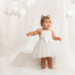 Caramelo Kids SS26 Ivory Baby Strappy Party Dress 0321258