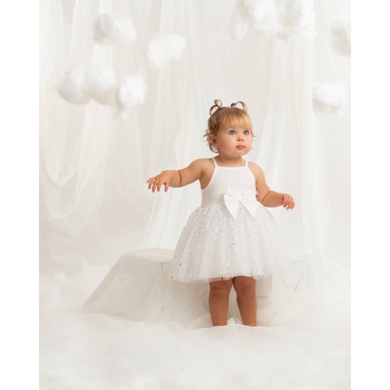 Caramelo Kids SS26 Ivory Baby Strappy Party Dress 0321258 Caramelo Kids SS26 Ivory Baby Strappy Party Dress 0321258