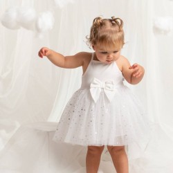 Caramelo Kids SS26 Ivory Baby Strappy Party Dress 0321258