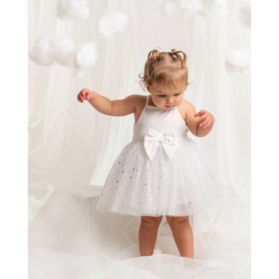 Caramelo Kids SS26 Ivory Baby Strappy Party Dress 0321258 Caramelo Kids SS26 Ivory Baby Strappy Party Dress 0321258