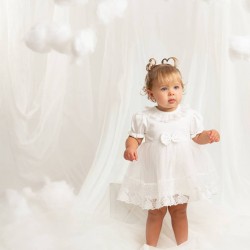 Caramelo Kids SS26 Ivory Baby Girl Dress 391202