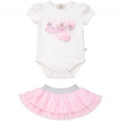 Caramelo Kids SS26 Pink Perfume Bodysuit and Skirt Set 3453115