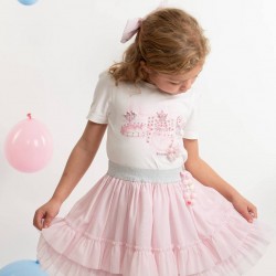 Caramelo Kids SS26 Pink Perfume Graphic Skirt Set 3453114