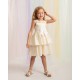 Caramelo Kids SS26 Lemon Stripe Layered Ruffle dress and hairbow 0321246