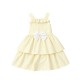 Caramelo Kids SS26 Lemon Stripe Layered Ruffle dress and hairbow 0321246