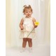 Caramelo Kids SS26 Lemon Stripe Layered Ruffle dress and Jam Pant Set 0312247