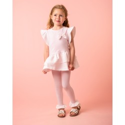 Caramelo Kids SS26 Pink Striped Frill Top and Legging Set 3498123