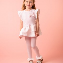 Caramelo Kids SS26 Pink Striped Frill Top and Legging Set 3498123