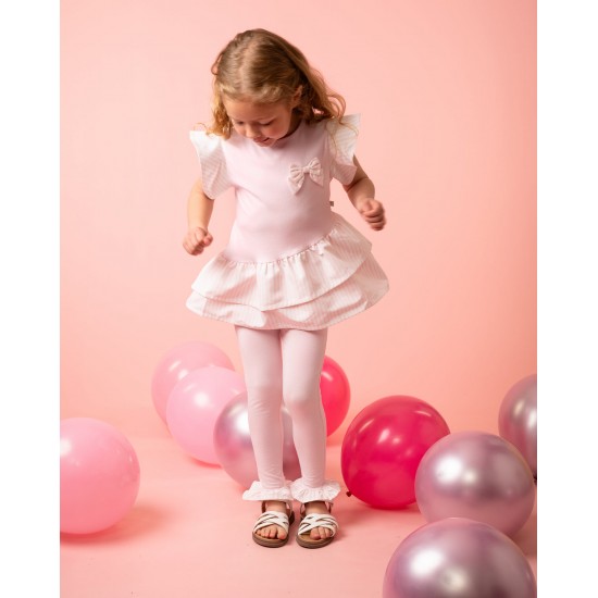 Caramelo Kids SS26 Pink Striped Frill Top and Legging Set 3498123