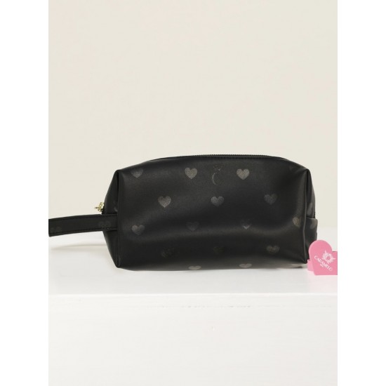 Caramelo Kids Black Faux Leather Heart print Pencil Case 299410 Caramelo Kids Black Faux Leather Heart print Pencil Case 299410