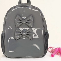 Caramelo Kids Grey Patent School Bag 299902