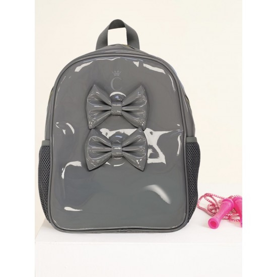 Caramelo Kids Grey Patent School Bag 299902