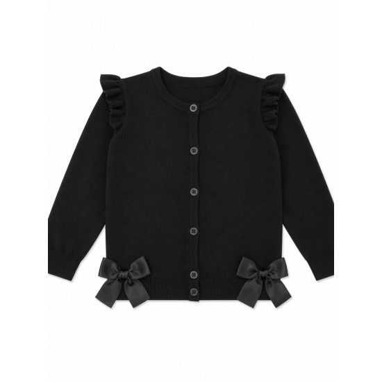 Caramelo Kids Girls Black School Bow Cardigan 2051177