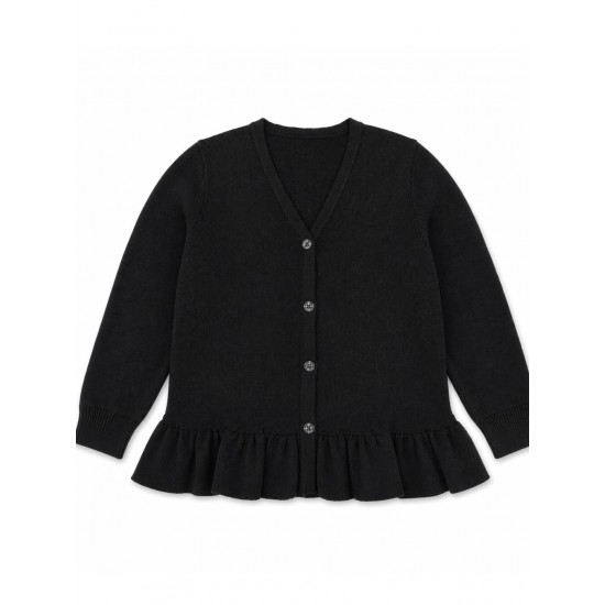 Caramelo Kids Black School Frill Edge Cardigan 2051179