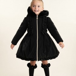 Caramelo Kids Girls Black School Twill Coat 342396