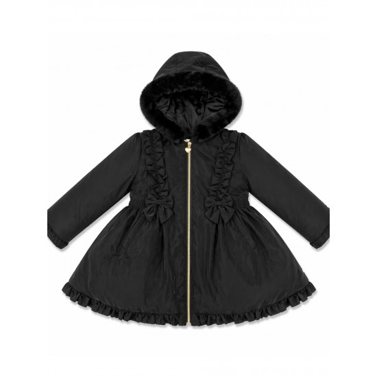 Caramelo Kids Girls Black School Twill Coat 342396