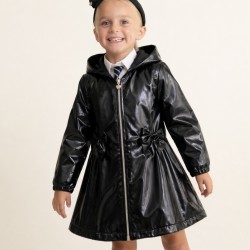 Caramelo Kids Girls Black Glitter Rain Mac 342397