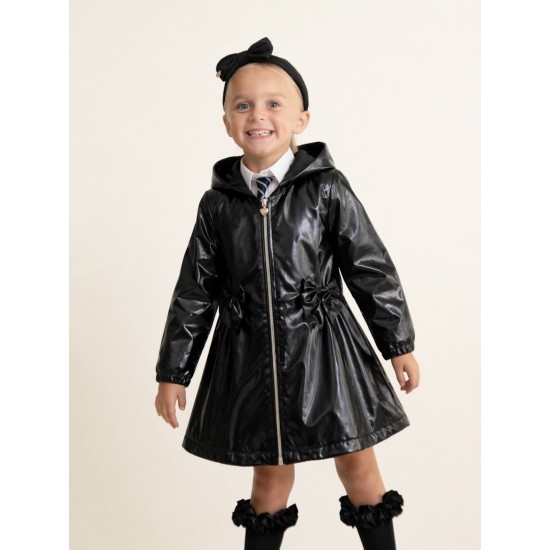 Caramelo Kids Girls Black Glitter Rain Mac 342397
