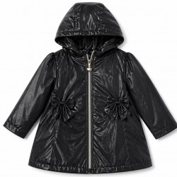 Caramelo Kids Girls Black Glitter Rain Mac 342397