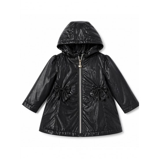 Caramelo Kids Girls Black Glitter Rain Mac 342397