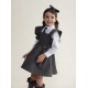 Caramelo Kids Girls Grey Flared Pinafore with Bow 342142